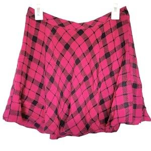 Forever 21 Skirt Sz Large Plaid High Waist School Mini Preppy Red Plaid Uniform